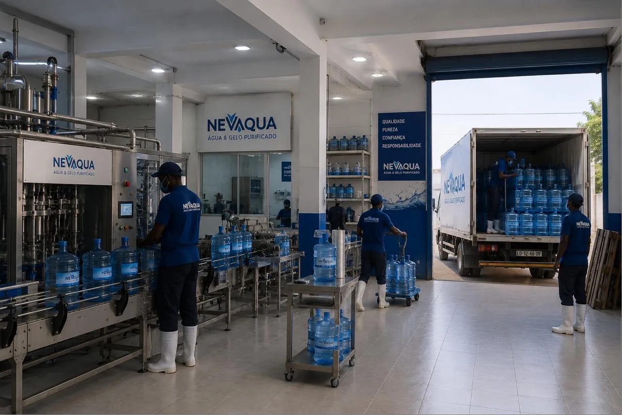 Armazém e carregamento da carrinha NEVAQUA
