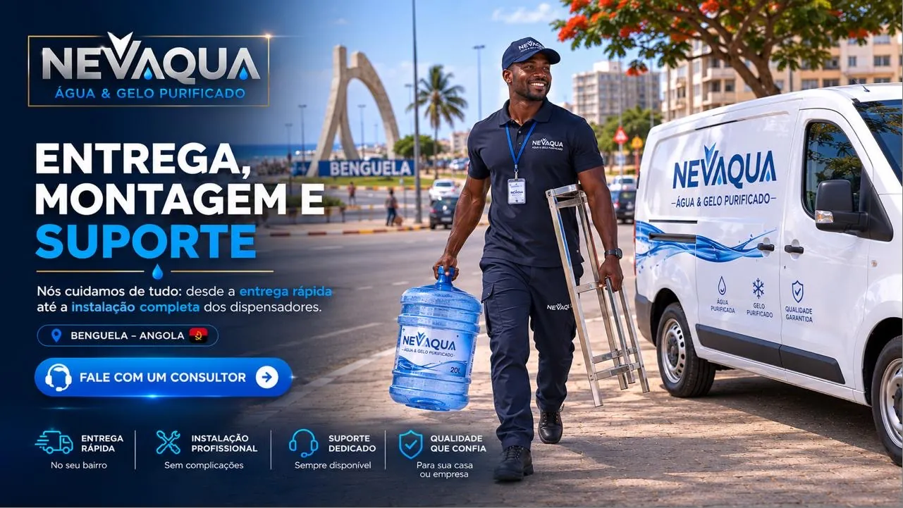 Equipa de entrega NEVAQUA em Benguela