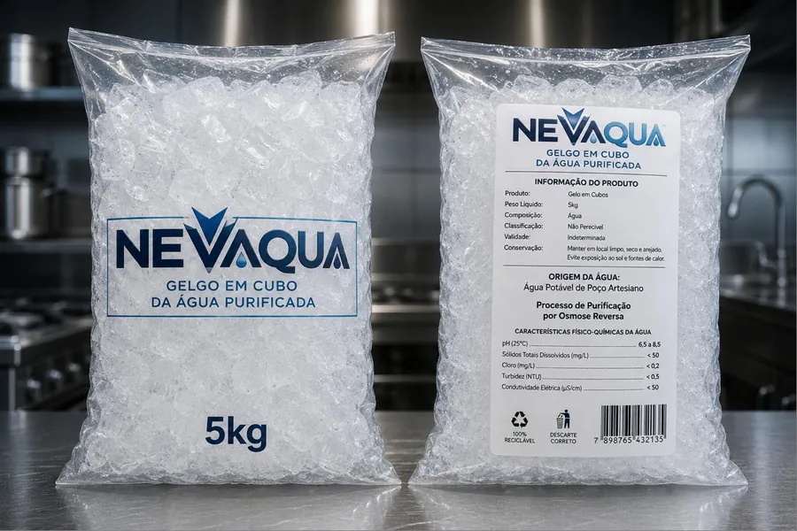 Saco de gelo em cubos NEVAQUA 5kg